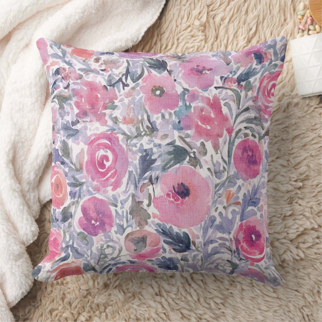 soft wildflower pastel pattern throw pillow (Blanket)