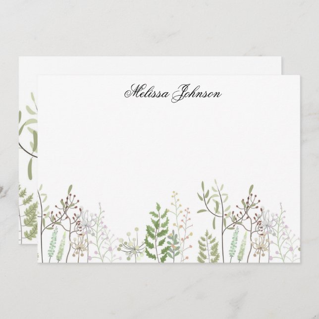 Soft Wildflower Personalized Note Card (Front/Back)