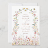 Elegant Spring Wildflower Meadow Fairytale Wedding Invitation