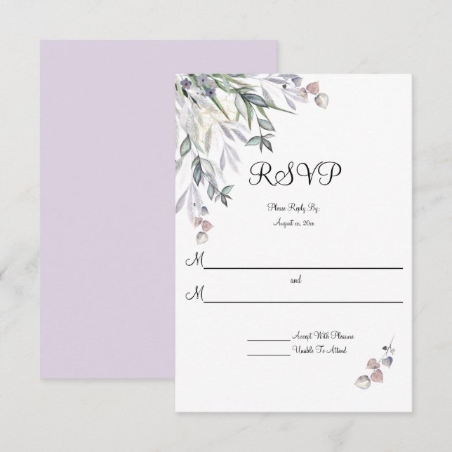 Soft Willows Lilac, Scottish Heather, Wedding  RSVP Card (Front/Back)