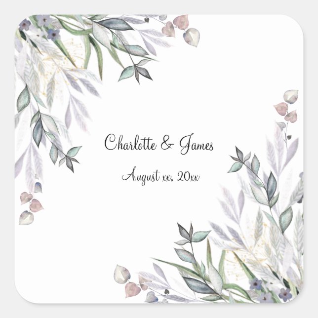 Soft Willows Lilac, Scottish Heather, Wedding  Square Sticker (Front)