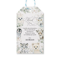 Soft Winter Arctic Animals Greenery Birthday Favor Gift Tags