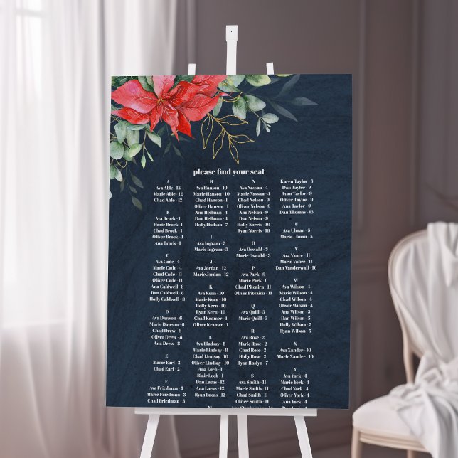 Soft Winter Berry Christmas Wedding Seating Chart Foam Board (Creator Uploaded)