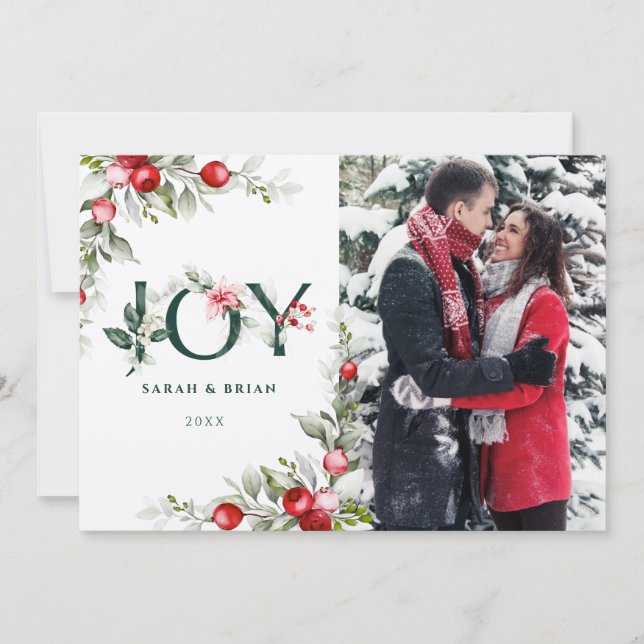Soft Winter Berry JOY Christmas Card (Front)