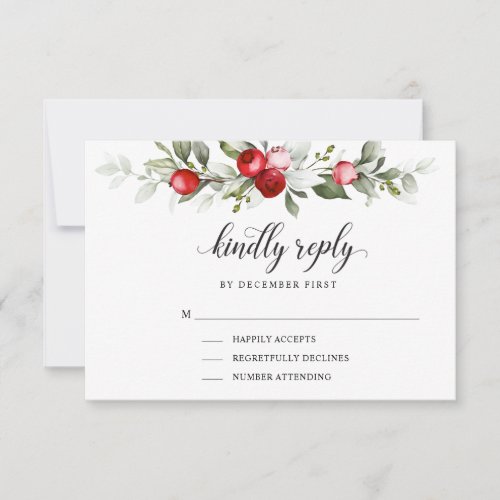 Soft Winter Berry  Kindly Reply  RSVP Card