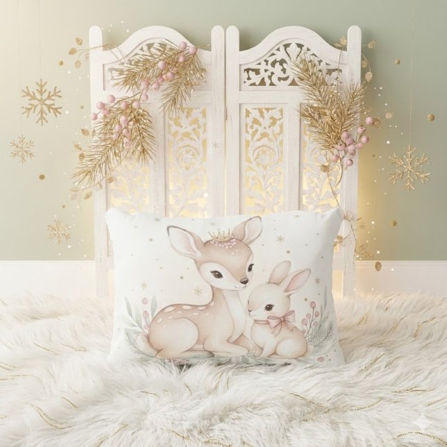 Soft Winter Dreams – MerryMist Girls | Deer & Bunn Accent Pillow (Creator Uploaded)