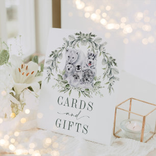 Soft Winter Holiday Artic Animals Cards & Gifts  Pedestal Sign