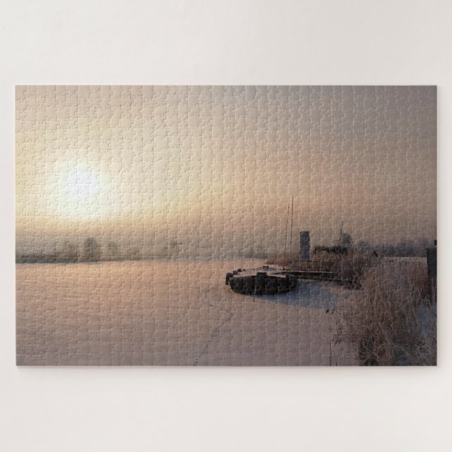 Soft winter sunrise in the Netherlands Jigsaw Puzzle (Horizontal)