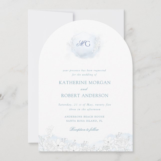 Soft Winter Touch Floral Elegant Wedding Invitation (Front)