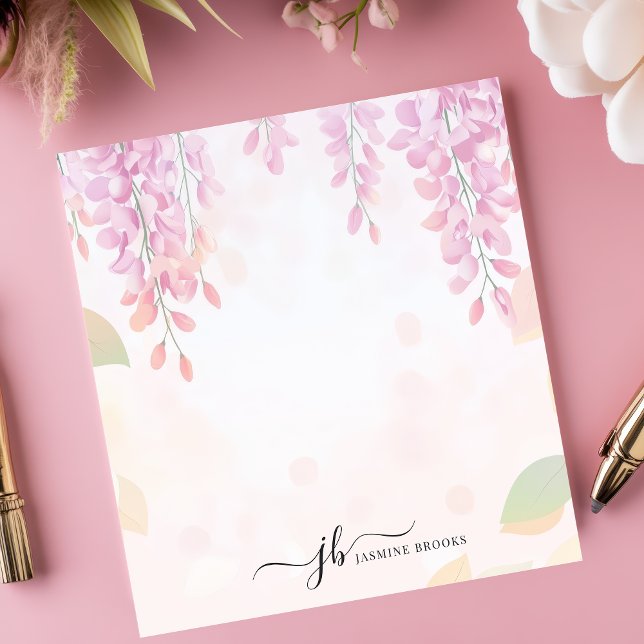 Soft Wisteria Watercolor Floral Personalized Notepad (Creator Uploaded)