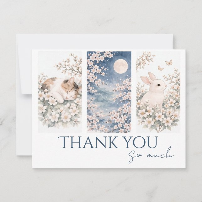 Soft Woodland Animals Thank You Card (Front)