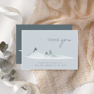 Soft Woodland Green Watercolor Wedding Thank You