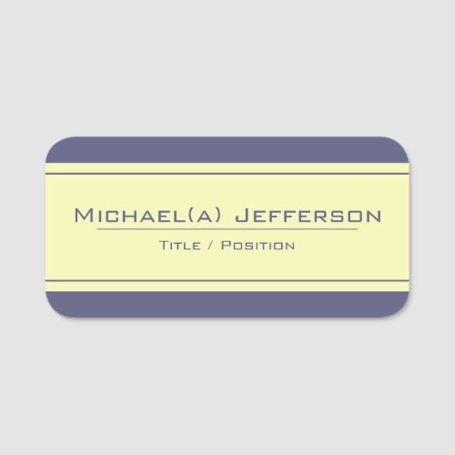 Soft Yellow Banner and Davys Bluish Grey Borders Name Tag