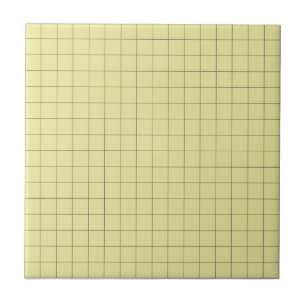 Soft Yellow & Black Checkered Retro Minimalist Ceramic Tile