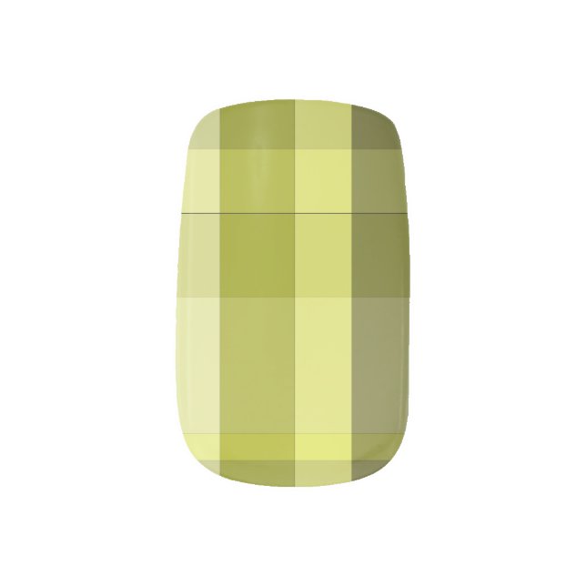 Soft Yellow Blended Plaid Nail Art Decals (Left Thumb)