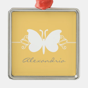 Soft Yellow Butterfly Swirls Premium Ornament