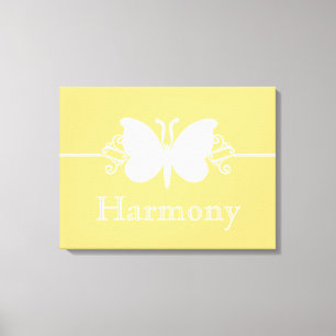 Soft Yellow Butterfly Swirls Virtue Canvas Print