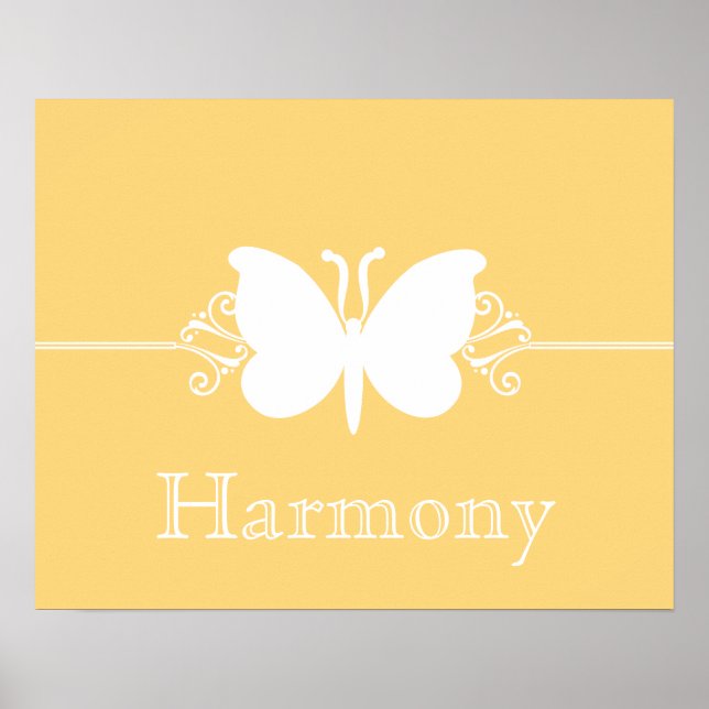 Soft Yellow Butterfly Swirls Virtue Poster (Front)