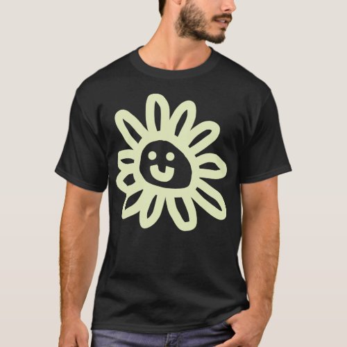 Soft Yellow Daisy Flower Smiley Face T_Shirt