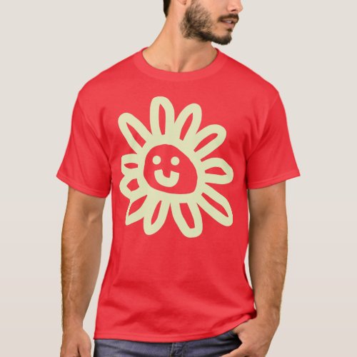Soft Yellow Daisy Flower Smiley Face T_Shirt