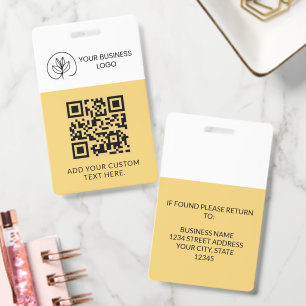 Soft Yellow Event Badge Custom QR Code & Logo