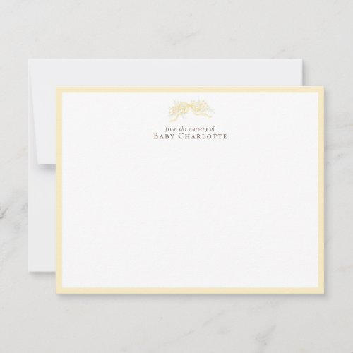 Soft Yellow Floral Bow Nursery Note Card 