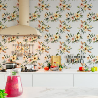 Soft Yellow Floral Pattern Wallpaper Wallpaper