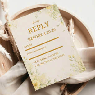 Soft Yellow Floral RSVP Card