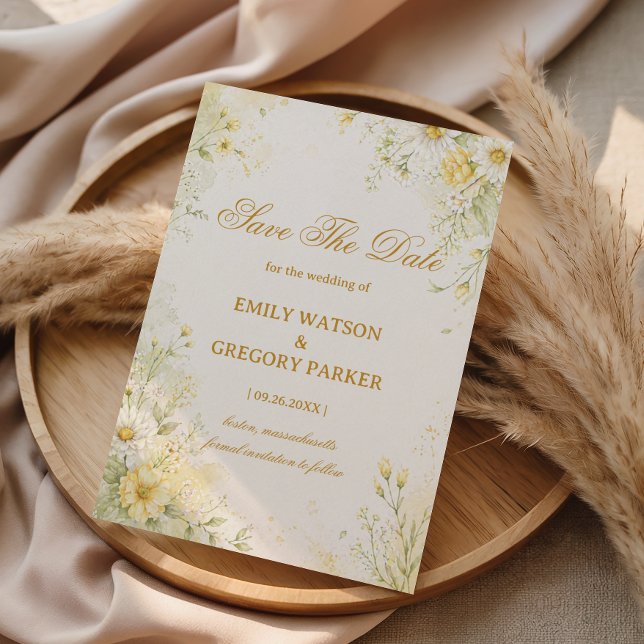 Soft Yellow Floral Save The Date (Creator Uploaded)