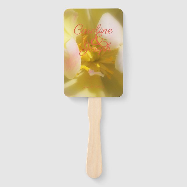 Soft Yellow Floral Wedding  Hand Fan (Front)