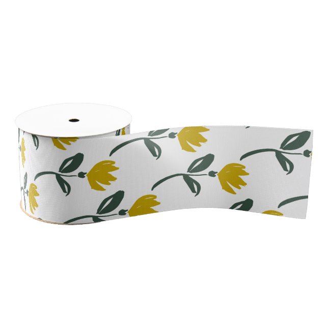 Soft Yellow Flowers Ribbon (Spool)