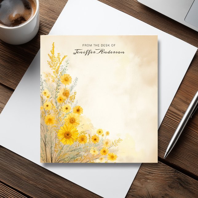 Soft Yellow Flowers Vintage Style Notepad (Soft Yellow Flowers Vintage Style Notepad)