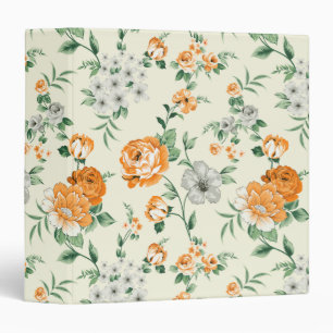 Soft Yellow Garden Floral Pattern 3 Ring Binder