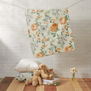 Soft Yellow Garden Floral Pattern Baby Blanket