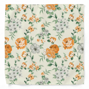 Soft Yellow Garden Floral Pattern Bandana