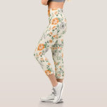 Soft Yellow Garden Floral Pattern Capri Leggings