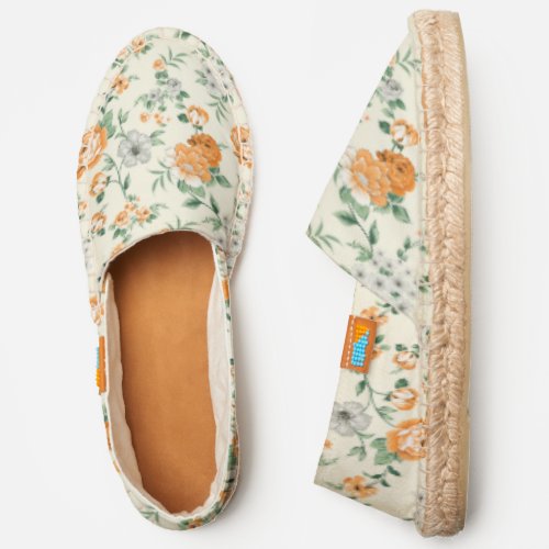 Soft Yellow Garden Floral Pattern Espadrilles