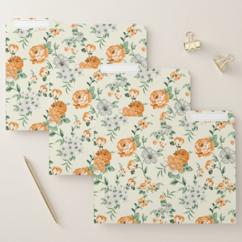 Soft Yellow Garden Floral Pattern File Folder