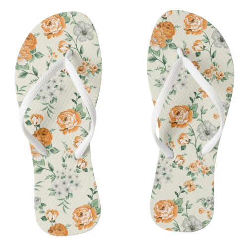 Soft Yellow Garden Floral Pattern Flip Flops