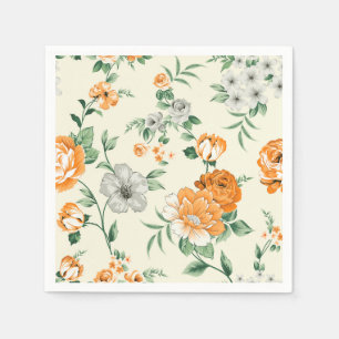 Soft Yellow Garden Floral Pattern Napkins