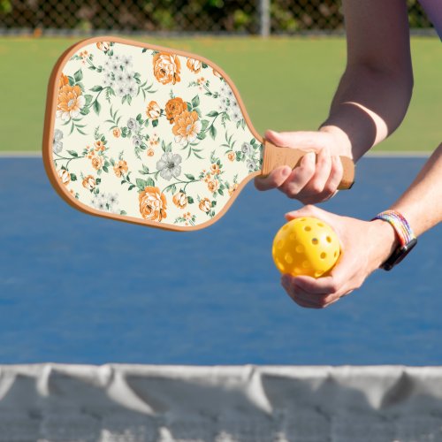Soft Yellow Garden Floral Pattern Pickleball Paddle