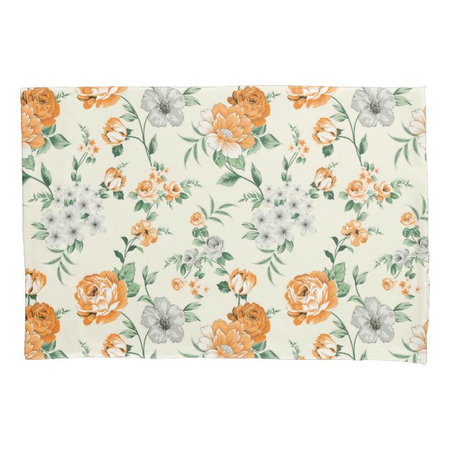 Soft Yellow Garden Floral Pattern Pillow Case (Front)