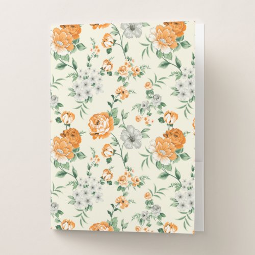 Soft Yellow Garden Floral Pattern Pocket Folder