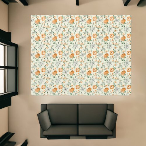 Soft Yellow Garden Floral Pattern Rug