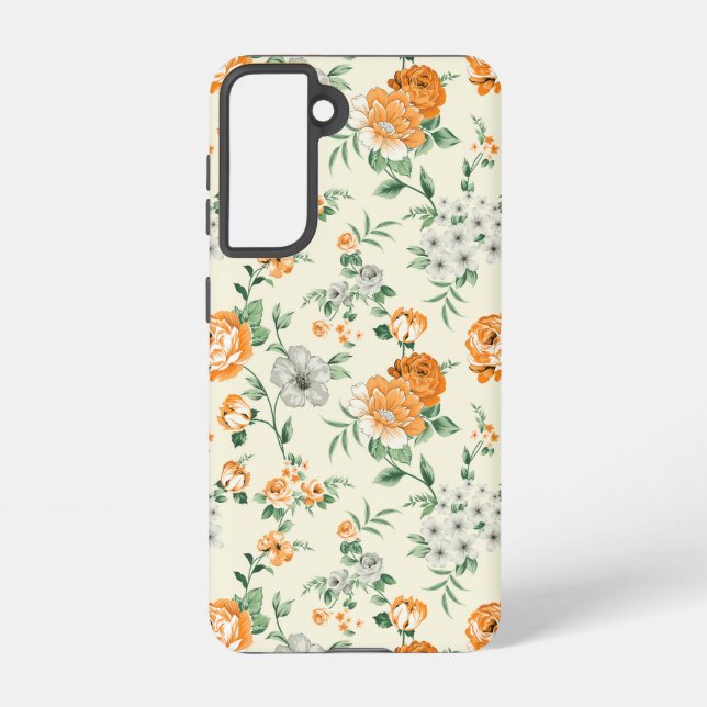 Soft Yellow Garden Floral Pattern Samsung Galaxy Case (Back)