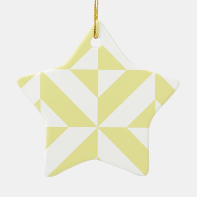 Soft Yellow Geometric Art Deco Ceramic Ornament (Front)