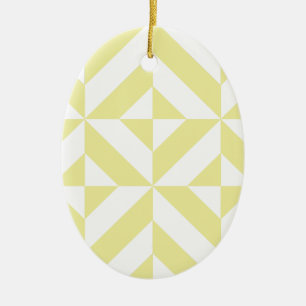 Soft Yellow Geometric Art Deco Ceramic Ornament