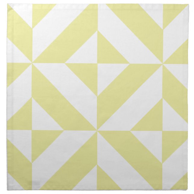 Soft Yellow Geometric Art Deco Cloth Napkin (Front)