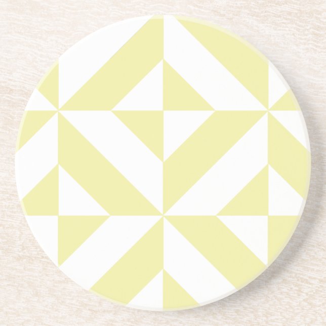 Soft Yellow Geometric Art Deco Drink Coaster (Front)