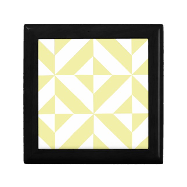 Soft Yellow Geometric Art Deco Jewelry Box (Front)